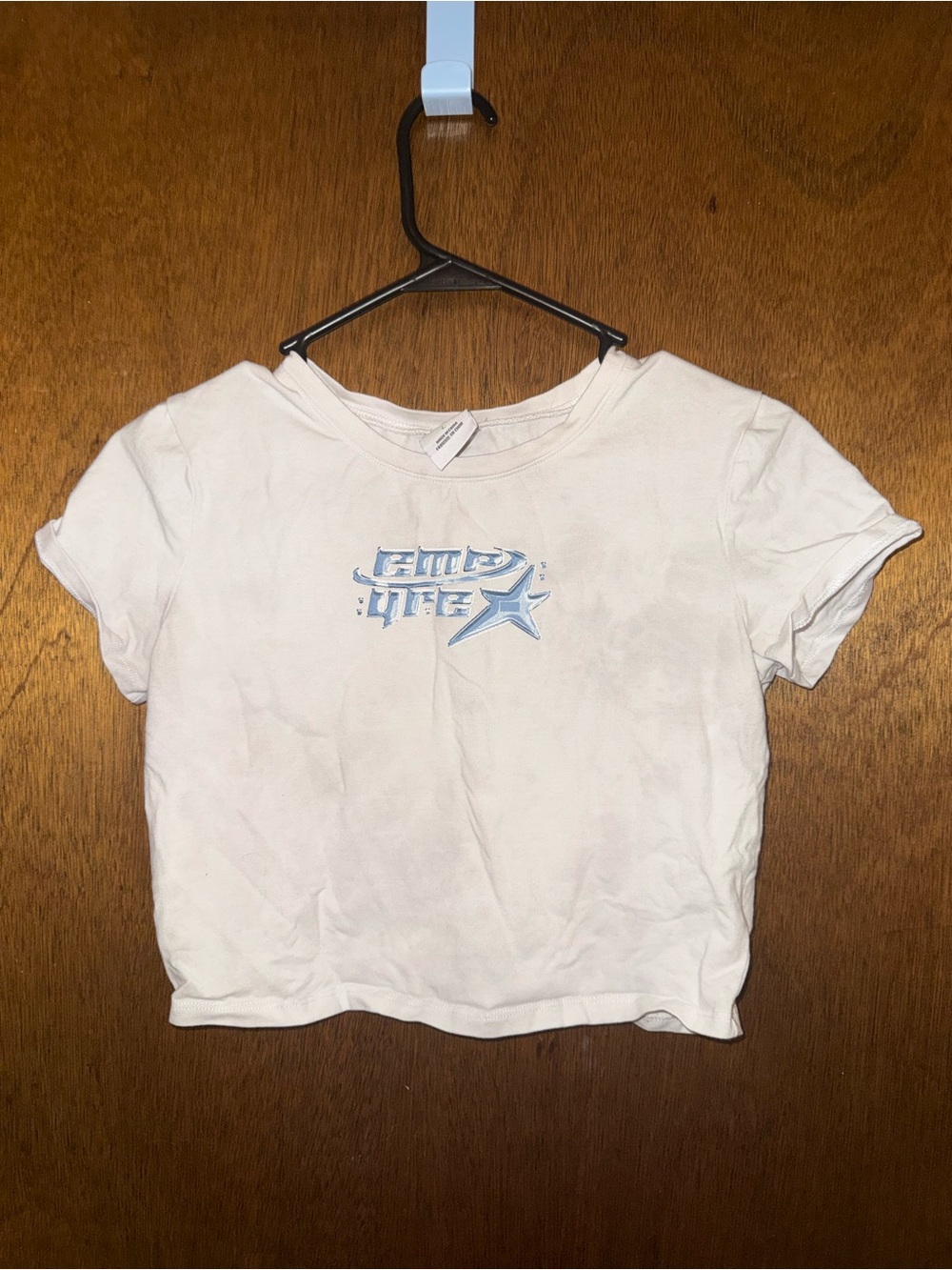Empyre White & Blue Chrome Logo Baby Tee Y2K Crop Top